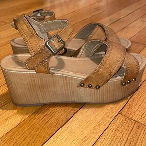 Brown platform heels